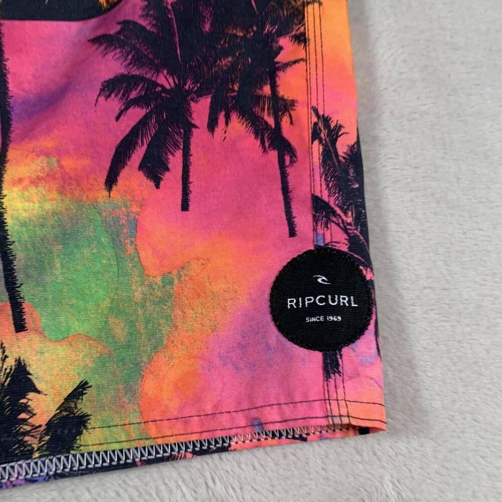 Rip Curl Board Shorts Mens 32 Neon Palm Tree Swim Trunks Beach Surf - Picture 2 of 12